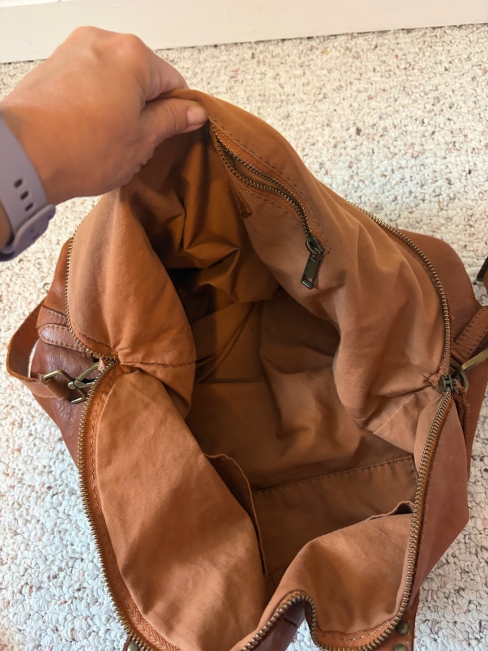 Sundance Tan Leather Stud-Accent Tote Bag - Picture 8 of 8